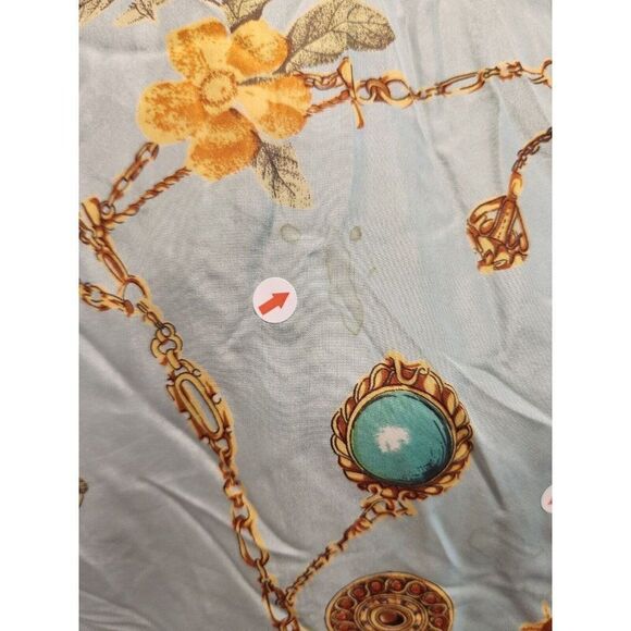 Vintage 90s Avon Silk Floral Turquoise Bomber Jacket L Baroque Jeweled Blue - Picture 3 of 9